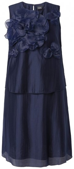 Ulla Popken 847918 Kukkakuvioinen sifonkimekko Tummansininen - Midimekot - Midimekot isoissa ko'oissa