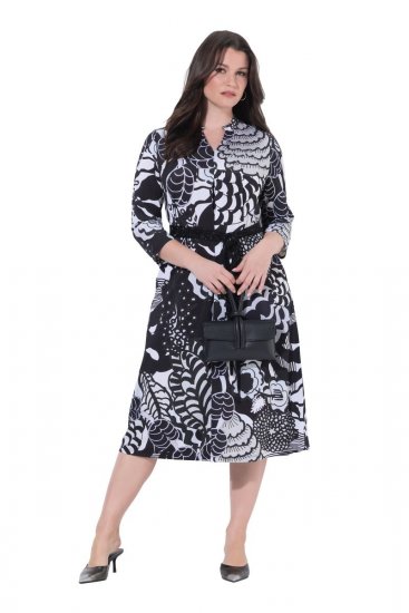 Ulla Popken 847972 Kukkakuvioinen neulemekko Valkoinen - Neulemekot - 