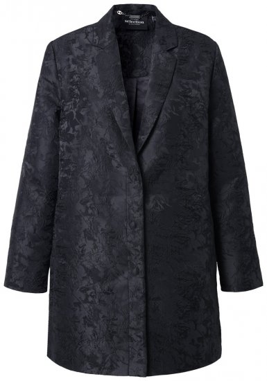 Ulla Popken 848099 Kukallinen jacquard-bleiseri piilonappilistalla Musta - Naisten bleiserit isot koot - Bleiserit naisille plus-koossa