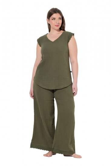 Ulla Popken 848131 Pyjama pitsillä Oliivinvihreä - Pyjama/Loungewear - 
