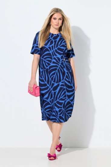 Ulla Popken 848162 Kuviollinen midimekko Tummansininen - Midimekot - Midimekot isoissa ko'oissa