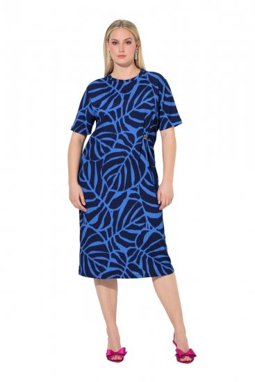 Ulla Popken 848162 Kuviollinen midimekko Tummansininen - Midimekot - Midimekot isoissa ko'oissa