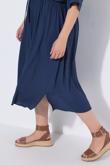 Ulla Popken 848224 Midimekko kiristysnauhalla Tummansininen - Midimekot - Midimekot isoissa ko'oissa