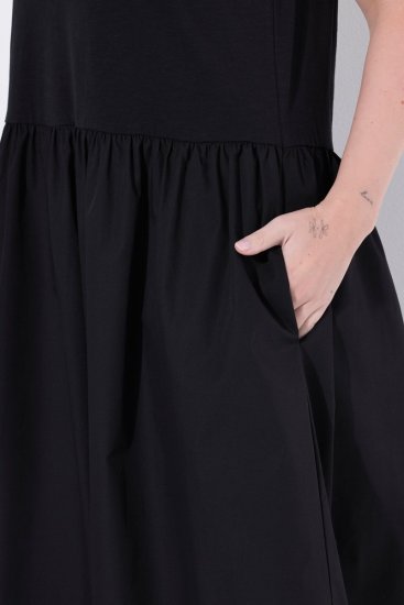 Ulla Popken 848305 Hihaton midimekko V-aukolla Musta - Midimekot - Midimekot isoissa ko'oissa