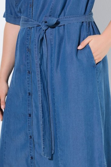 Ulla Popken 848491 Paitamekko Denimsininen - Midimekot - Midimekot isoissa ko'oissa