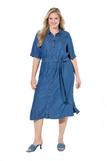 Ulla Popken 848491 Paitamekko Denimsininen - Midimekot - Midimekot isoissa ko'oissa