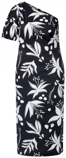 Ulla Popken 848510 Kukkakuvioinen midimekko Musta - Midimekot - Midimekot isoissa ko'oissa