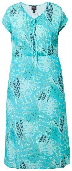 Ulla Popken 848696 Kuviollinen midimekko V-aukolla Turkoosi - Midimekot - Midimekot isoissa ko'oissa