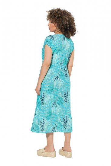 Ulla Popken 848696 Kuviollinen midimekko V-aukolla Turkoosi - Midimekot - Midimekot isoissa ko'oissa