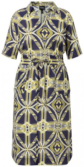 Ulla Popken 848789 Kuviollinen midimekko taskuilla Tummansininen - Midimekot - Midimekot isoissa ko'oissa