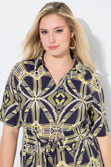 Ulla Popken 848789 Kuviollinen midimekko taskuilla Tummansininen - Midimekot - Midimekot isoissa ko'oissa