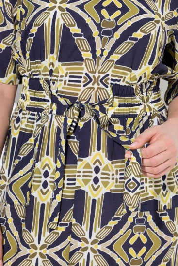 Ulla Popken 848789 Kuviollinen midimekko taskuilla Tummansininen - Midimekot - Midimekot isoissa ko'oissa