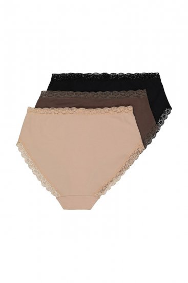Ulla Popken 848803 Alushousut pitsillä 3 kpl Musta - Alushousut - 