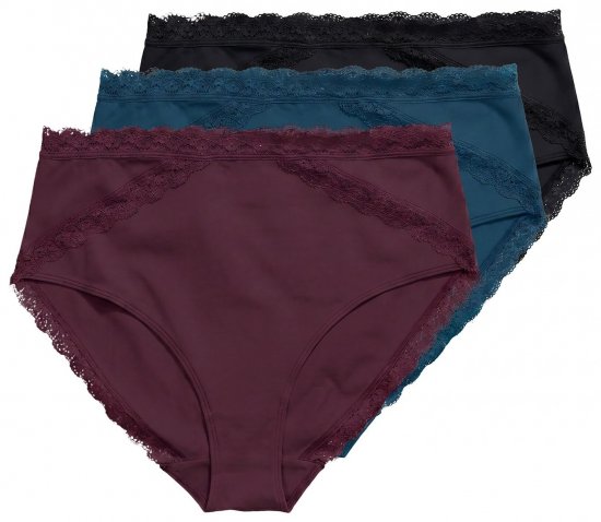Ulla Popken 848803 Alushousut pitsillä 3 kpl Viininpunainen - Alushousut - 