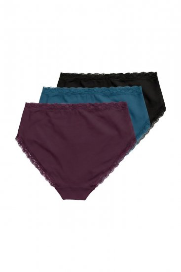 Ulla Popken 848803 Alushousut pitsillä 3 kpl Viininpunainen - Alushousut - 