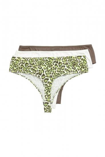 Ulla Popken 848826 Eläinkuvioiset string-alushousut 3 kpl Taupe - Alushousut - 