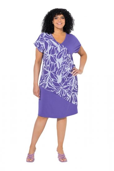 Ulla Popken 849033 Kuviollinen sifonkimekko Liila - Naisten mekot isot koot - Mekot kaikille koille