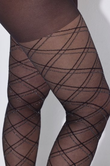 Ulla Popken 849049 Raidalliset sukkahousut 40 den Musta - Sukkahousut & sukat - 