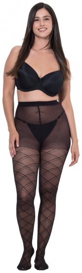 Ulla Popken 849049 Raidalliset sukkahousut 40 den Musta - Sukkahousut & sukat - 