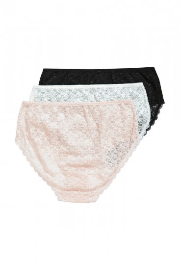 Ulla Popken 849194 Kukkakuvioiset alushousut pitsillä 3 kpl Musta - Alushousut - 