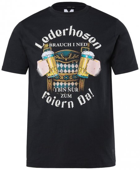 Men+ 410 T-paita Lederhosn Musta - T-paidat - Isot T-paidat 2XL – 14XL