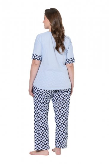 Ulla Popken 849850 Ruudullinen pyjama Vaaleansininen - Pyjama/Loungewear - 