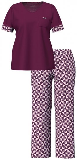 Ulla Popken 849850 Ruudullinen pyjama Marjanpunainen - Pyjama/Loungewear - 