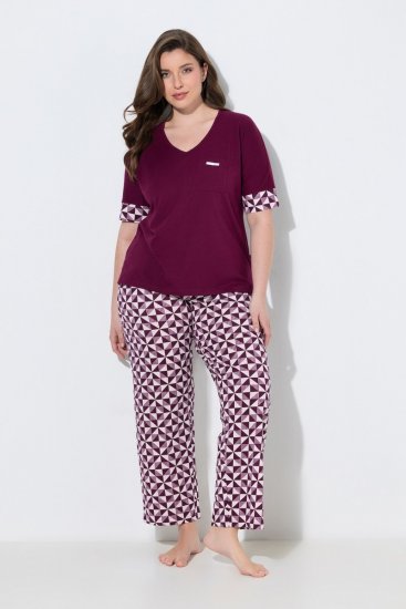 Ulla Popken 849850 Ruudullinen pyjama Marjanpunainen - Pyjama/Loungewear - 