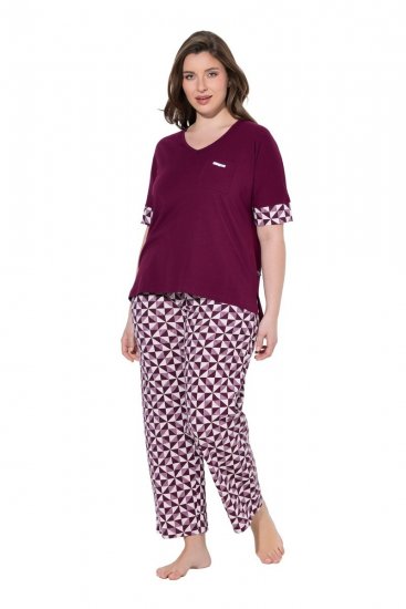 Ulla Popken 849850 Ruudullinen pyjama Marjanpunainen - Pyjama/Loungewear - 
