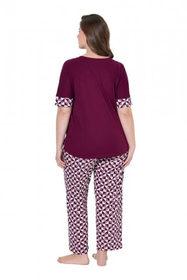 Ulla Popken 849850 Ruudullinen pyjama Marjanpunainen - Pyjama/Loungewear - 