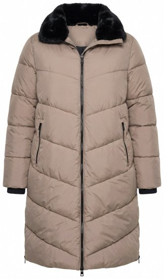 Ulla Popken 850041 Toppattu takki Taupe - Pitkät takit - Naisten takit isoissa kooissa