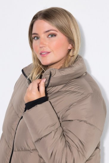 Ulla Popken 850041 Toppattu takki Taupe - Pitkät takit - Naisten takit isoissa kooissa