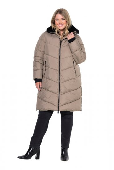 Ulla Popken 850041 Toppattu takki Taupe - Pitkät takit - Naisten takit isoissa kooissa