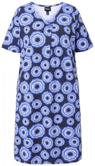 Ulla Popken 850121 Lyhythihainen jerseymekko V-aukolla Sininen - Trikoomekot - 