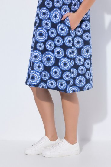 Ulla Popken 850121 Lyhythihainen jerseymekko V-aukolla Sininen - Trikoomekot - 