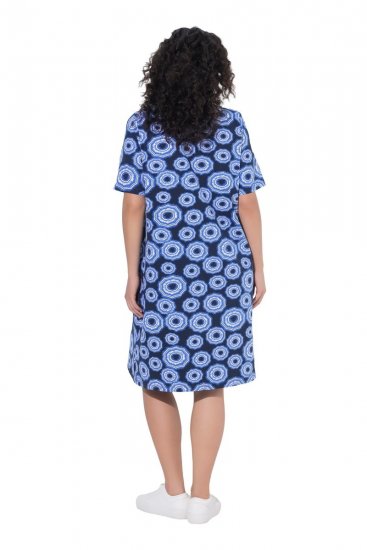 Ulla Popken 850121 Lyhythihainen jerseymekko V-aukolla Sininen - Trikoomekot - 