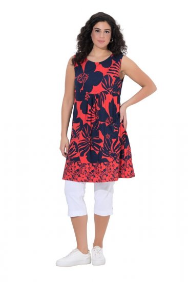 Ulla Popken 850175 Kuviollinen jerseymekko Koralli - Trikoomekot - 