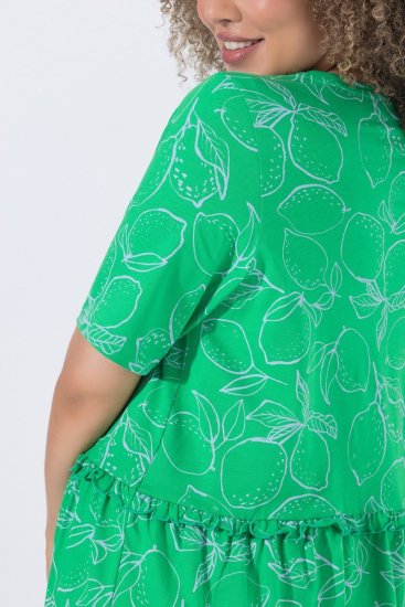 Ulla Popken 850204 Lyhythihainen jerseymekko V-aukolla Vihreä - Trikoomekot - 