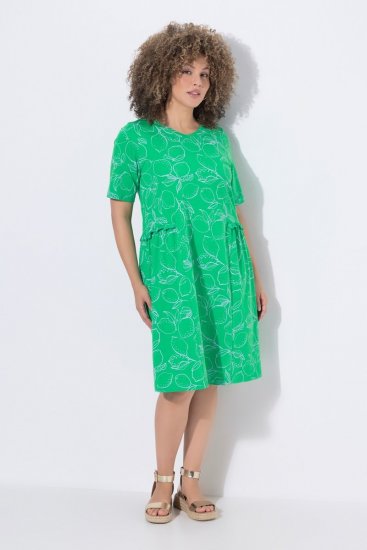 Ulla Popken 850204 Lyhythihainen jerseymekko V-aukolla Vihreä - Trikoomekot - 