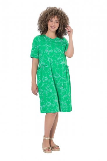 Ulla Popken 850204 Lyhythihainen jerseymekko V-aukolla Vihreä - Trikoomekot - 
