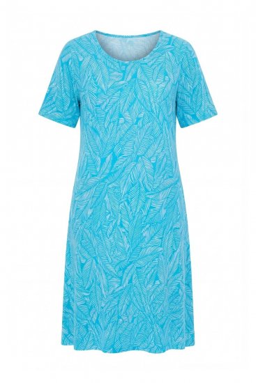 Ulla Popken 850344 Kuviollinen T-paitamekko Turkoosi - Midimekot - Midimekot isoissa ko'oissa