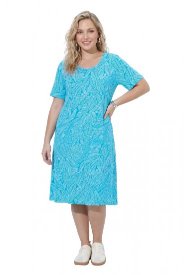 Ulla Popken 850344 Kuviollinen T-paitamekko Turkoosi - Midimekot - Midimekot isoissa ko'oissa