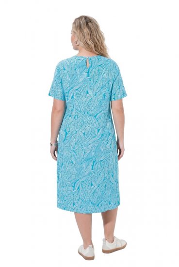 Ulla Popken 850344 Kuviollinen T-paitamekko Turkoosi - Midimekot - Midimekot isoissa ko'oissa