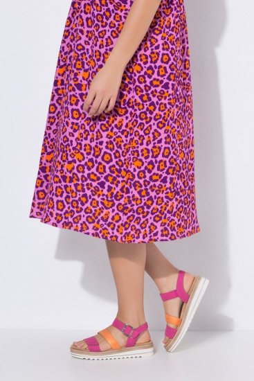Ulla Popken 850346 Kuviollinen mekko V-aukolla Roosa - Midimekot - Midimekot isoissa ko'oissa