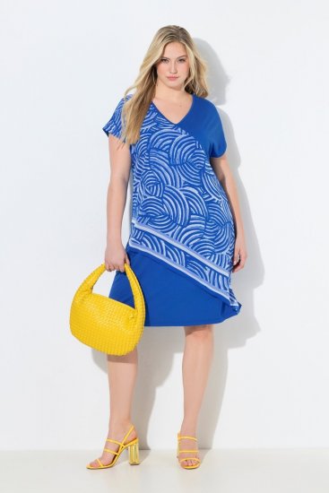 Ulla Popken 850389 Kuviollinen sifonkimekko Sininen - Naisten mekot isot koot - Mekot kaikille koille