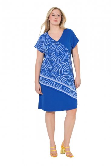 Ulla Popken 850389 Kuviollinen sifonkimekko Sininen - Naisten mekot isot koot - Mekot kaikille koille