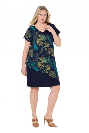 Ulla Popken 850393 Kuviollinen sifonkimekko Tummansininen - Kesämekot - Kesämekot isoissa kooissa