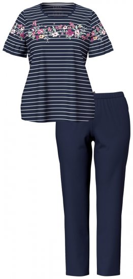Ulla Popken 850403 Kukkakuvioinen pyjama Tummansininen - Pyjama/Loungewear - 