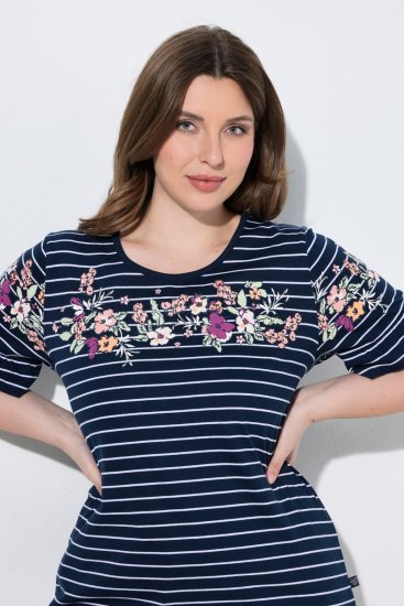 Ulla Popken 850403 Kukkakuvioinen pyjama Tummansininen - Pyjama/Loungewear - 