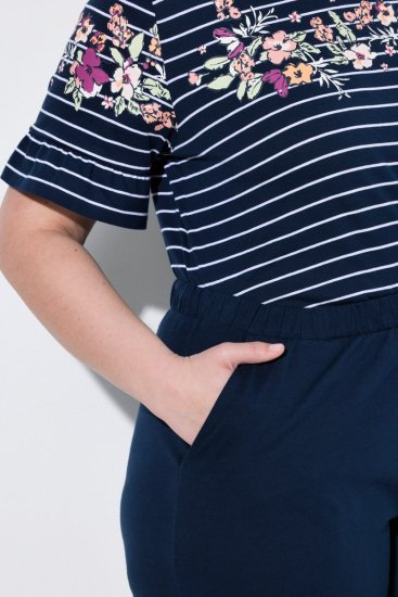 Ulla Popken 850403 Kukkakuvioinen pyjama Tummansininen - Pyjama/Loungewear - 